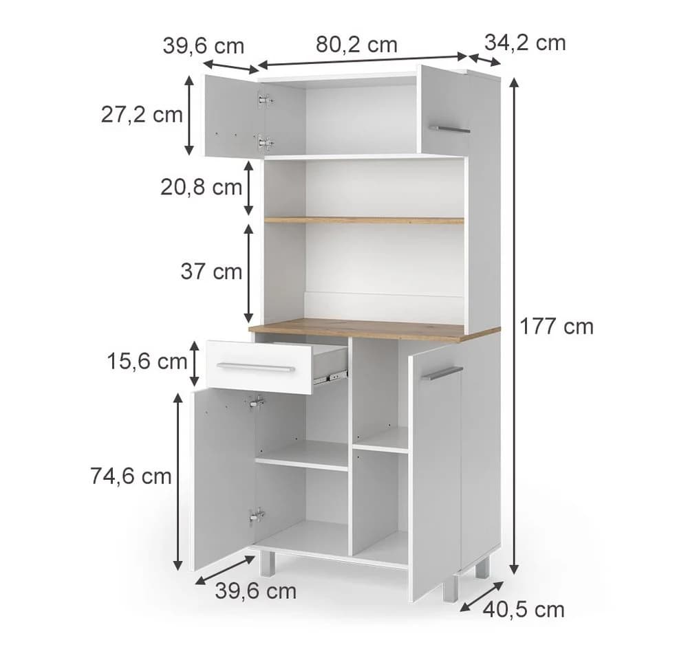 Vicco Küchenbuffet Pure Weiß/Artisan-Eiche Modern - Bild 1