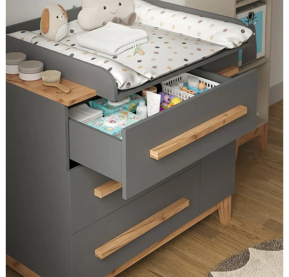 VitaliSpa® Wickelkommode Malia Grau mit Schubladen - Bild 4