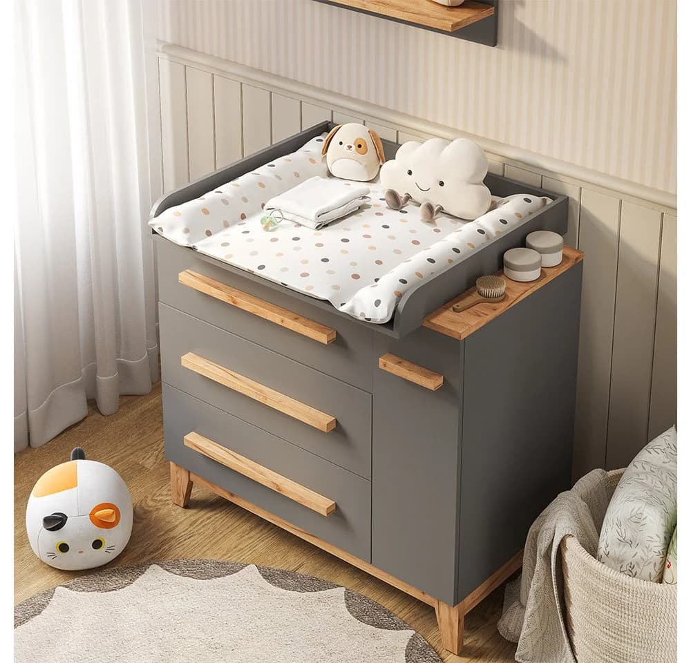 VitaliSpa® Wickelkommode Malia Grau mit Schubladen - Bild 5