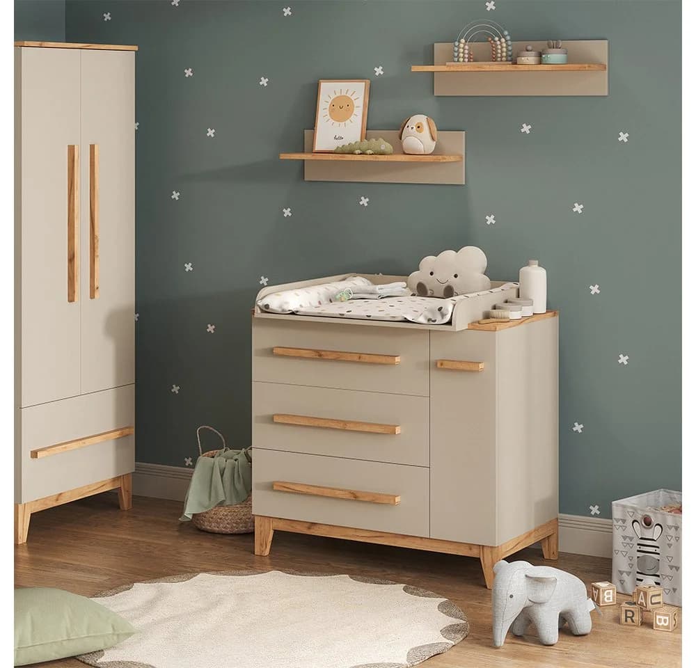 VitaliSpa® Wickelkommode Malia Beige/Grau mit Schubladen - Bild 2
