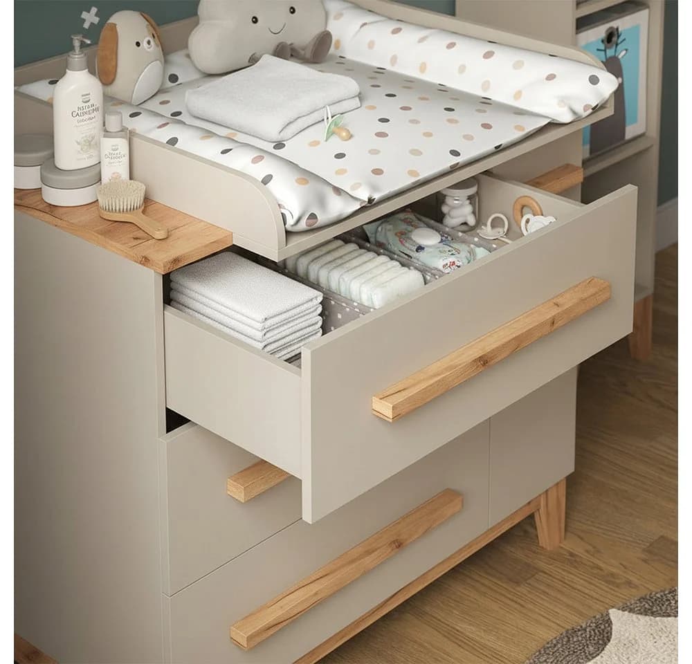 VitaliSpa® Wickelkommode Malia Beige/Grau mit Schubladen - Bild 4