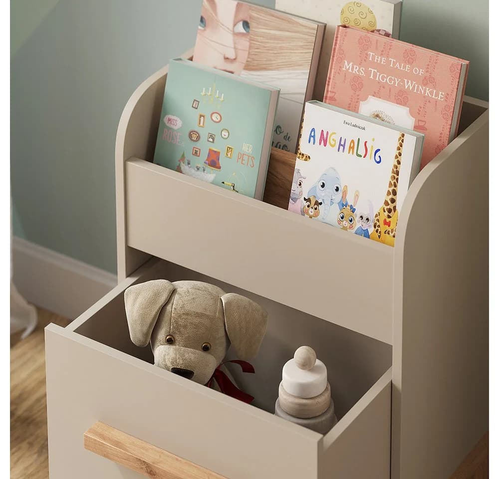 VitaliSpa® Bücherregal Malia mit Schublade Grau/Braun - Bild 4