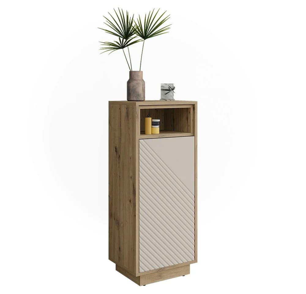 Vicco Midischrank Beatrice Modern Rillenfront Cashmere/Artisan-Eiche - Bild 5