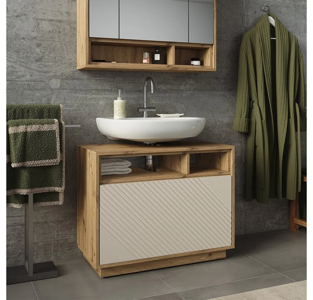 Vicco Waschbeckenunterschrank Beatrice Cashmere/Artisan-Eiche mit Schublade - Bild 3