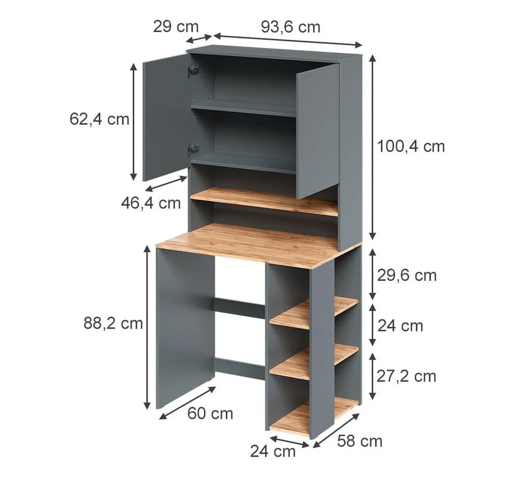 Vicco Waschmaschinenschrank Viktor Anthrazit/Goldkraft Eiche mit Regal - Bild 3