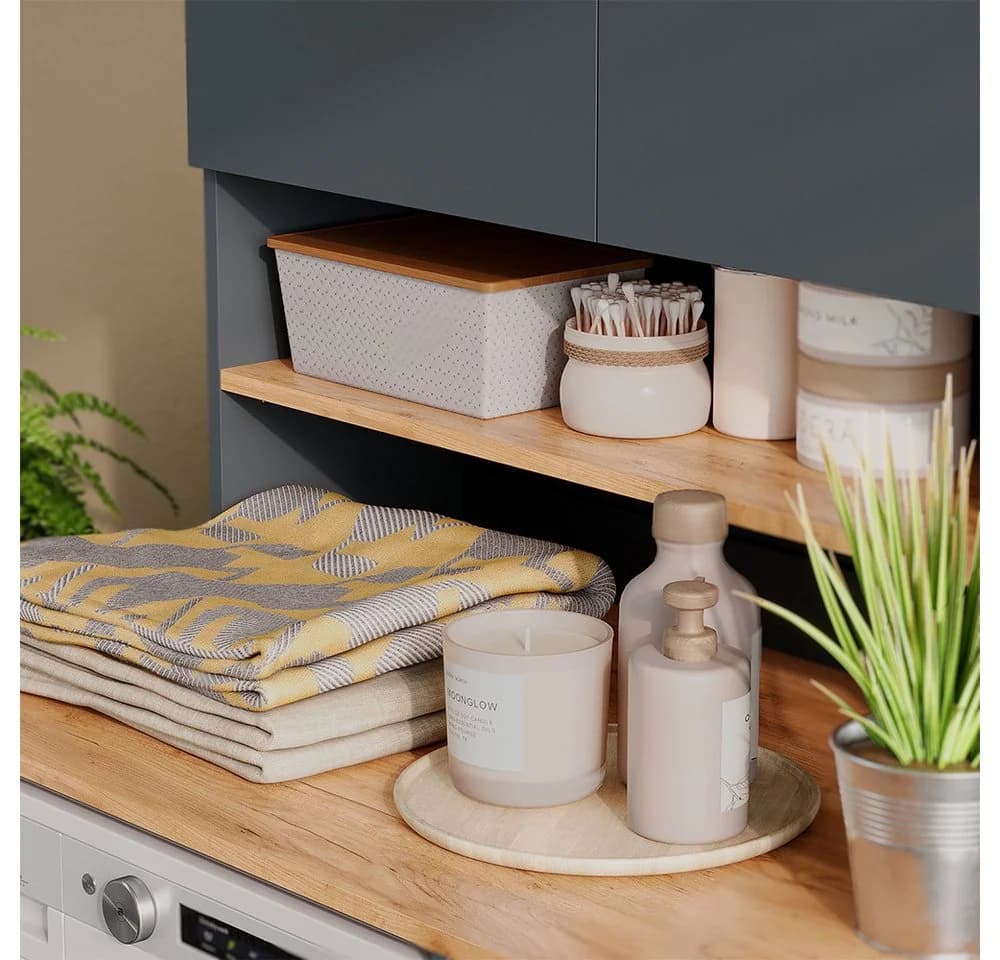Vicco Waschmaschinenschrank Viktor Anthrazit/Goldkraft Eiche mit Regal - Bild 4