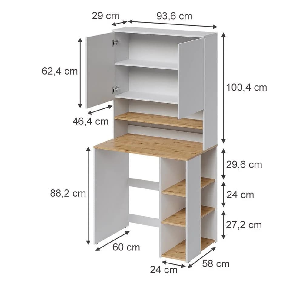 Vicco Waschmaschinenschrank Viktor Weiß/Artisan-Eiche mit Regal - Bild 3