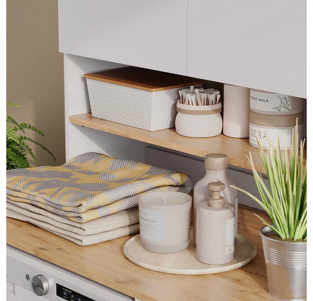 Vicco Waschmaschinenschrank Viktor Weiß/Artisan-Eiche mit Regal - Bild 4