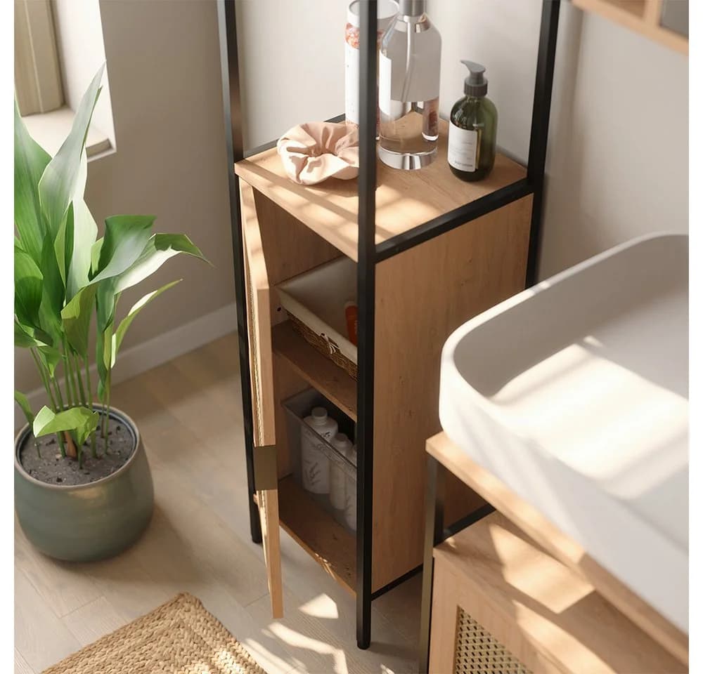 Vicco Midischrank Linara mit Geflecht-Tür und Metallrahmen - Bild 4