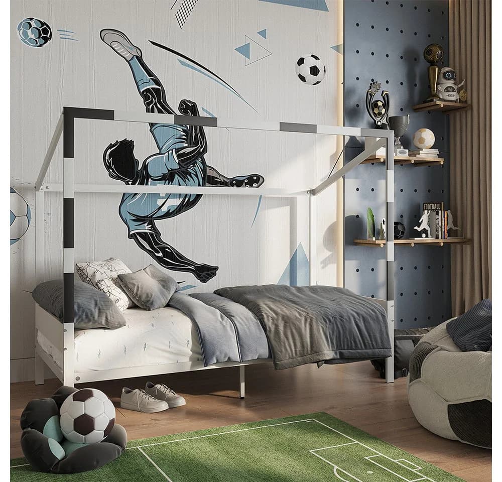 VitaliSpa® Kinderbett Goal Weiß Schwarz Metallrahmen - Bild 2