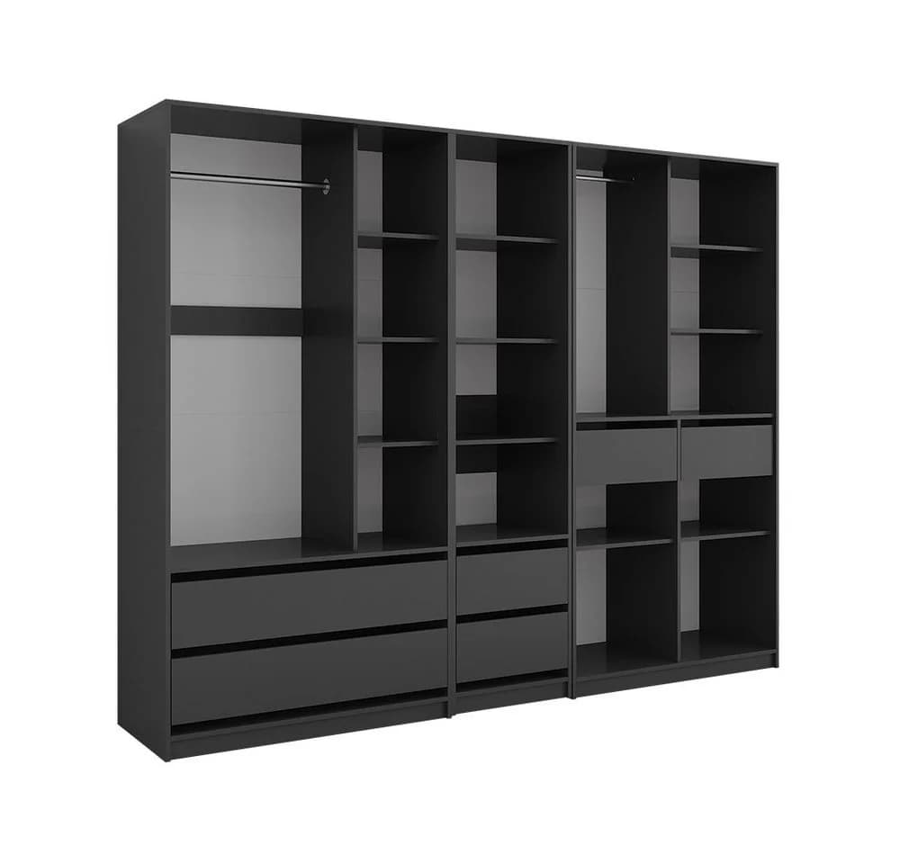 Vicco Kleiderschrank Elmo 3er Set Anthrazit Modern
