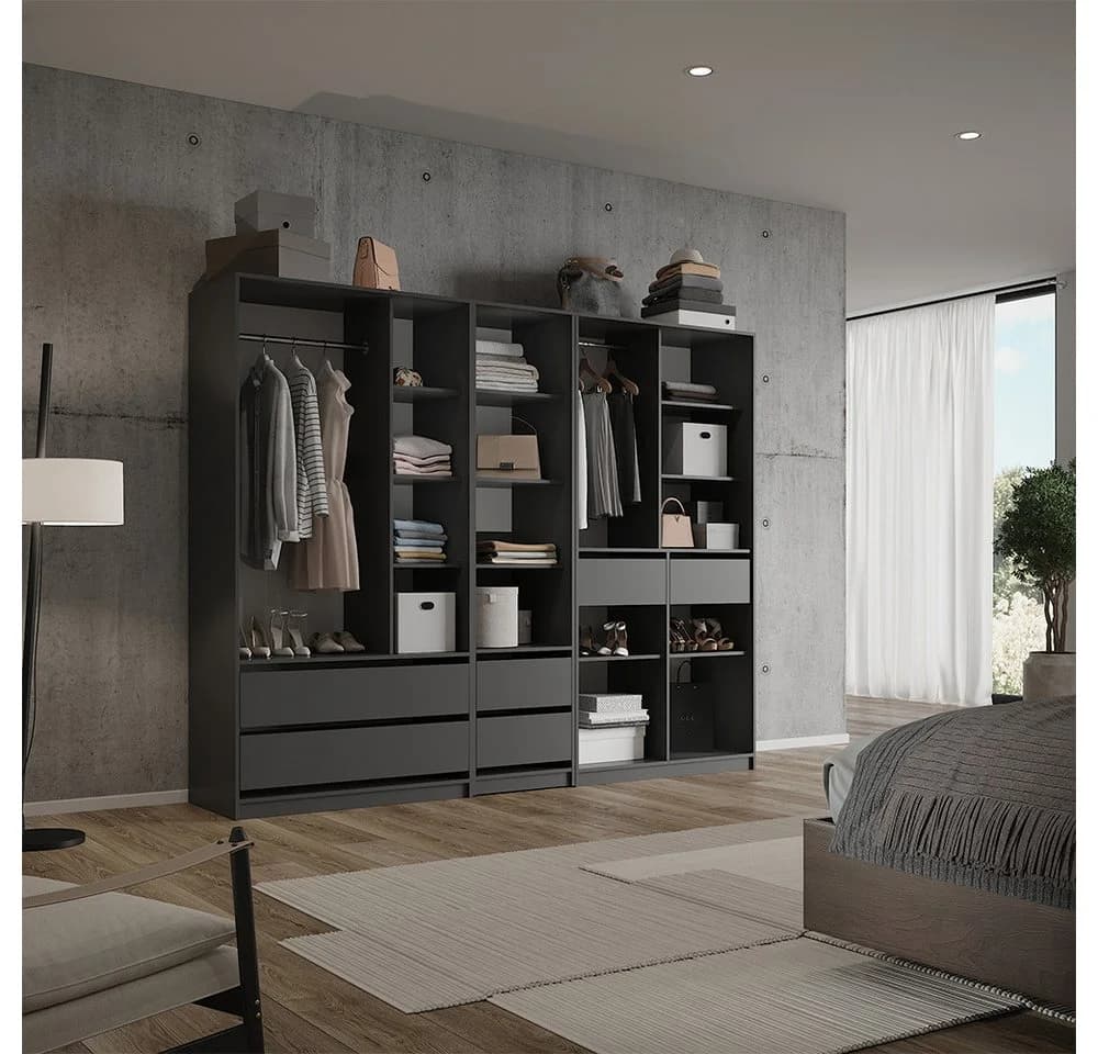 Vicco Kleiderschrank Elmo 3er Set Anthrazit Modern - Bild 2