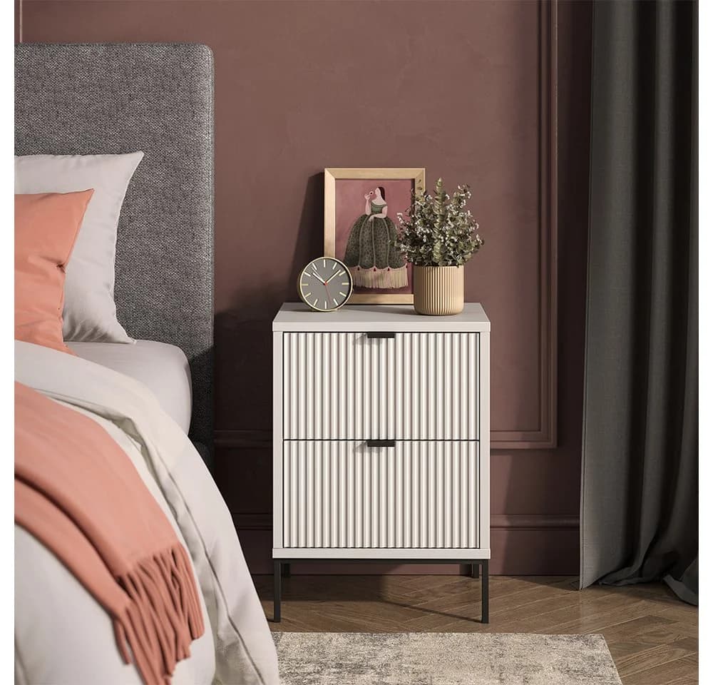 Vicco Nachtschrank Eliza Weiß Schwarz 2 Schubladen - Bild 2