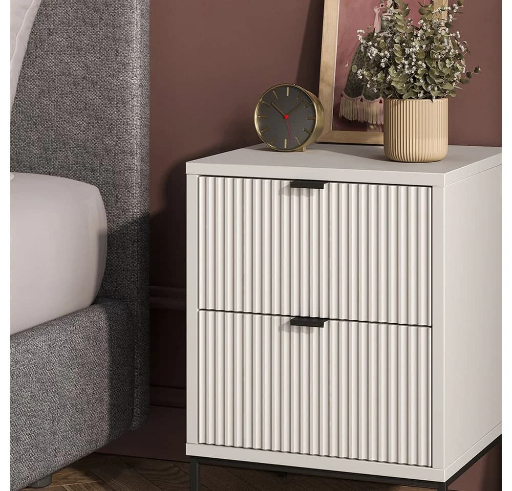 Vicco Nachtschrank Eliza Weiß Schwarz 2 Schubladen - Bild 4