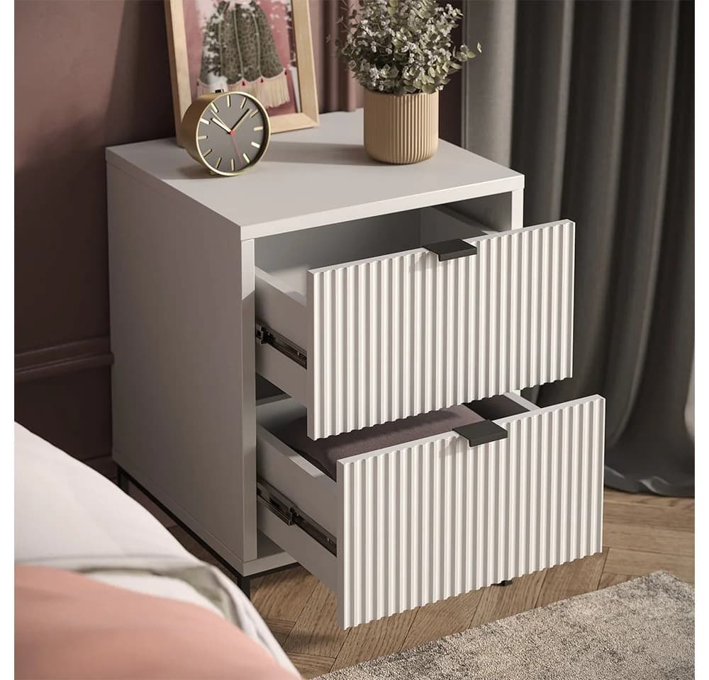 Vicco Nachtschrank Eliza Weiß Schwarz 2 Schubladen - Bild 5