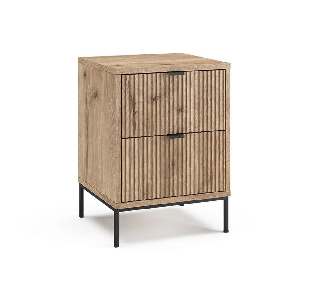 Vicco Nachtschrank Eliza mit 2 Schubladen, Viking Oak/Schwarz