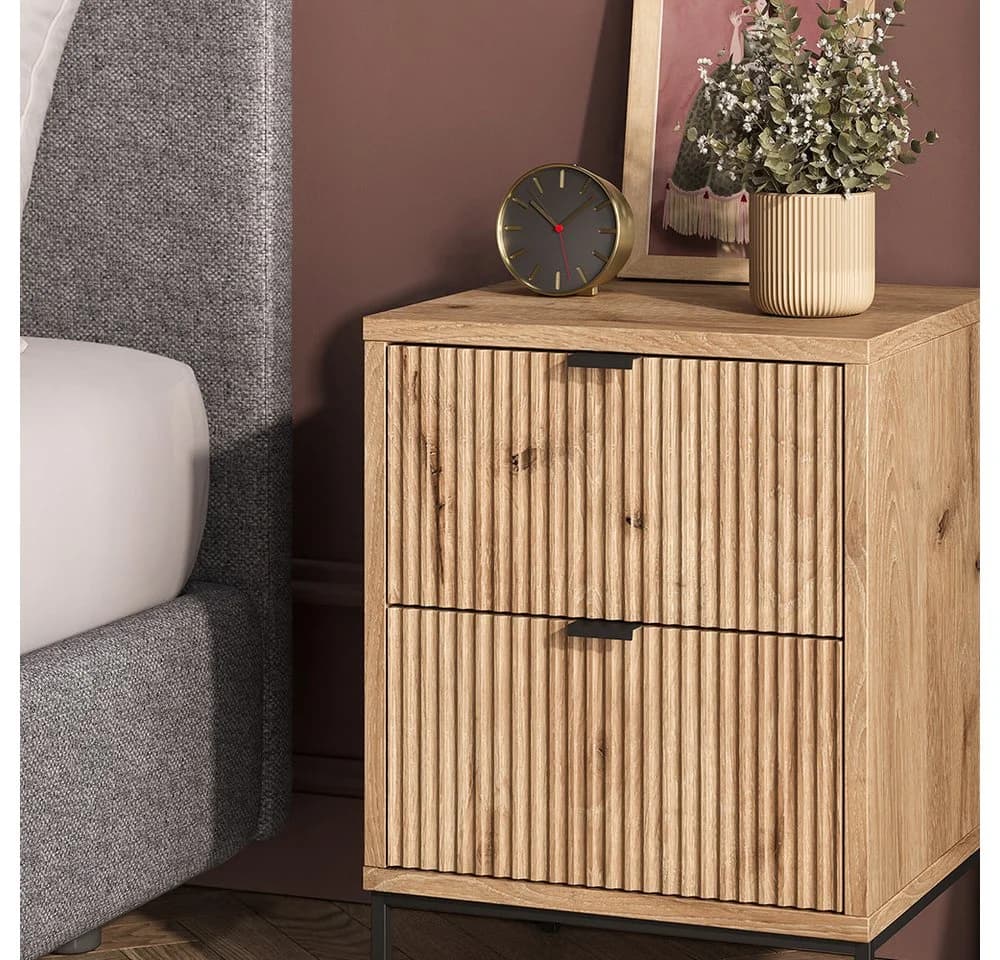 Vicco Nachtschrank Eliza mit 2 Schubladen, Viking Oak/Schwarz - Bild 4