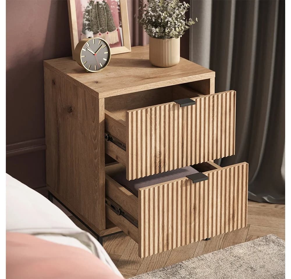 Vicco Nachtschrank Eliza mit 2 Schubladen, Viking Oak/Schwarz - Bild 5