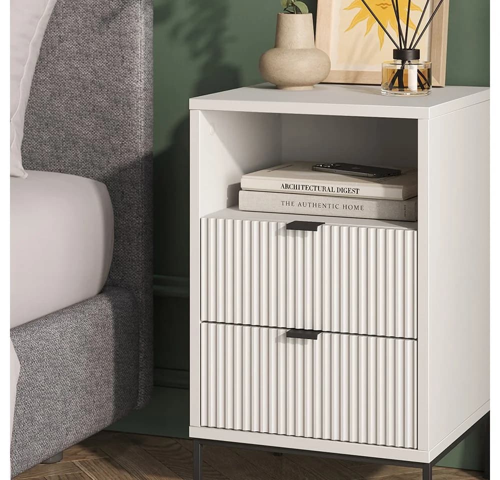 Vicco Nachtschrank Eliza Weiß Schwarz 2 Schubladen 1 Fach - Bild 4
