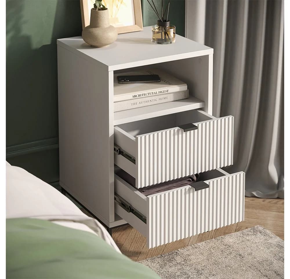 Vicco Nachtschrank Eliza Weiß Schwarz 2 Schubladen 1 Fach - Bild 5