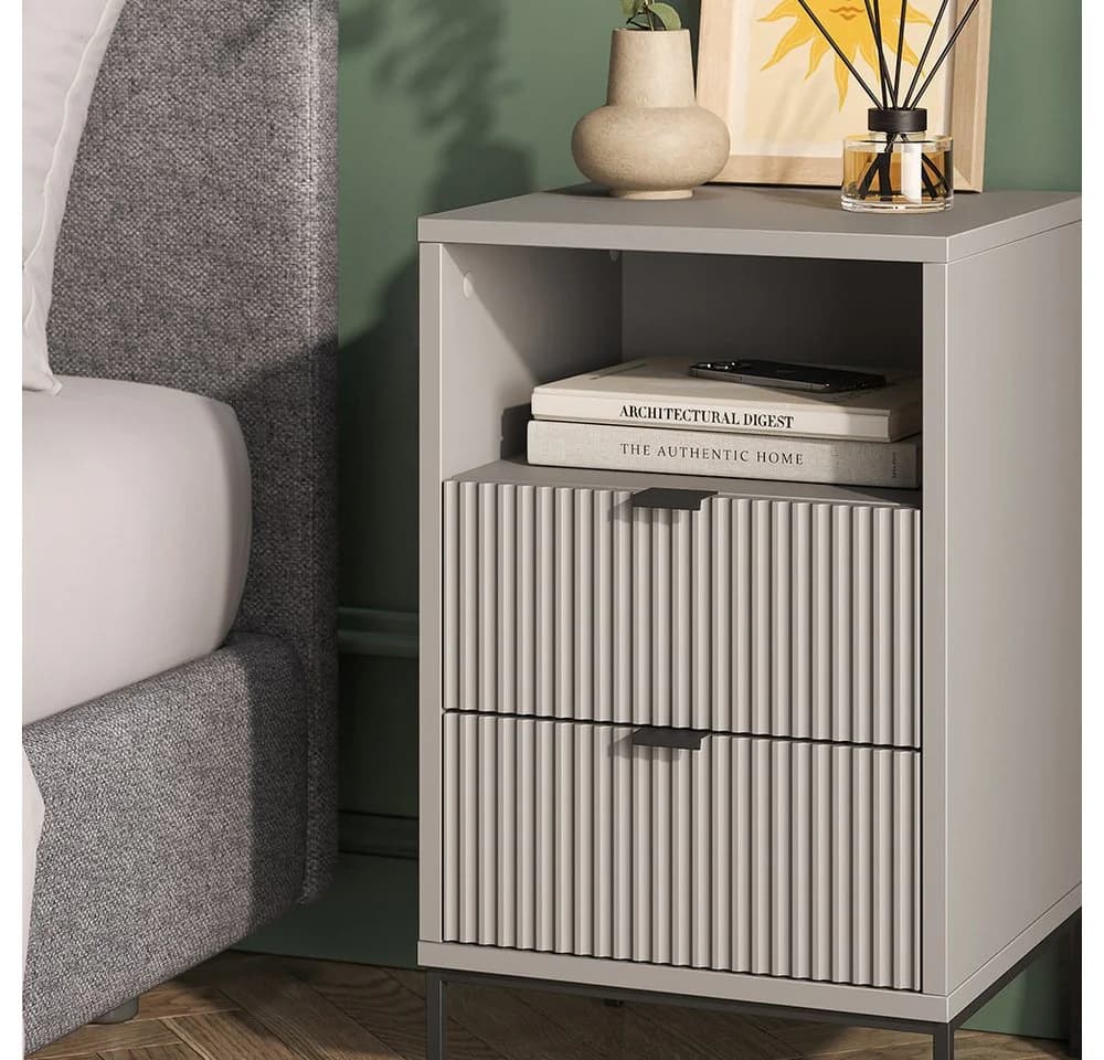 Vicco Nachtschrank Eliza Grau Schwarz mit Schubladen - Bild 4