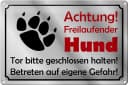Femer Metallschild Achtung freilaufender Hund Grau 30x20cm Bild 2