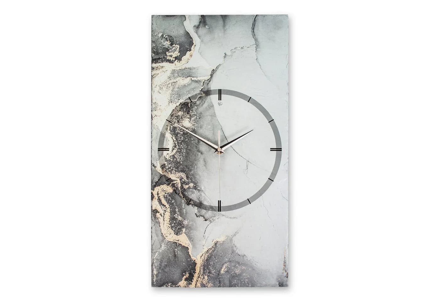 Kreative Feder Wanduhr aus Schiefer mit flüsterleisem Uhrwerk - Bild 2