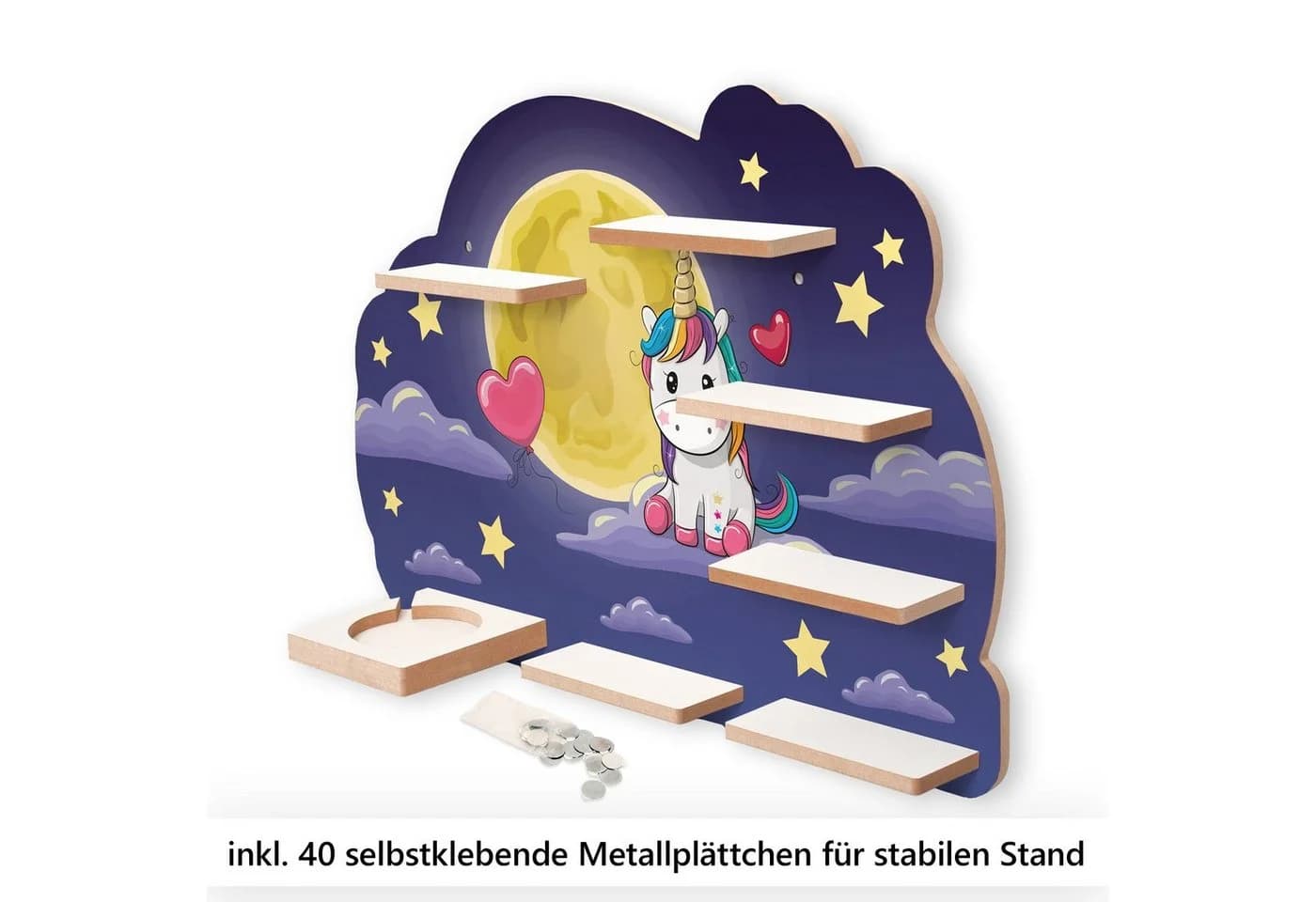 Kreative Feder Wandregal Magic Unicorn für TONIE-BOX und TONIES inkl. 40 Metallplättchen