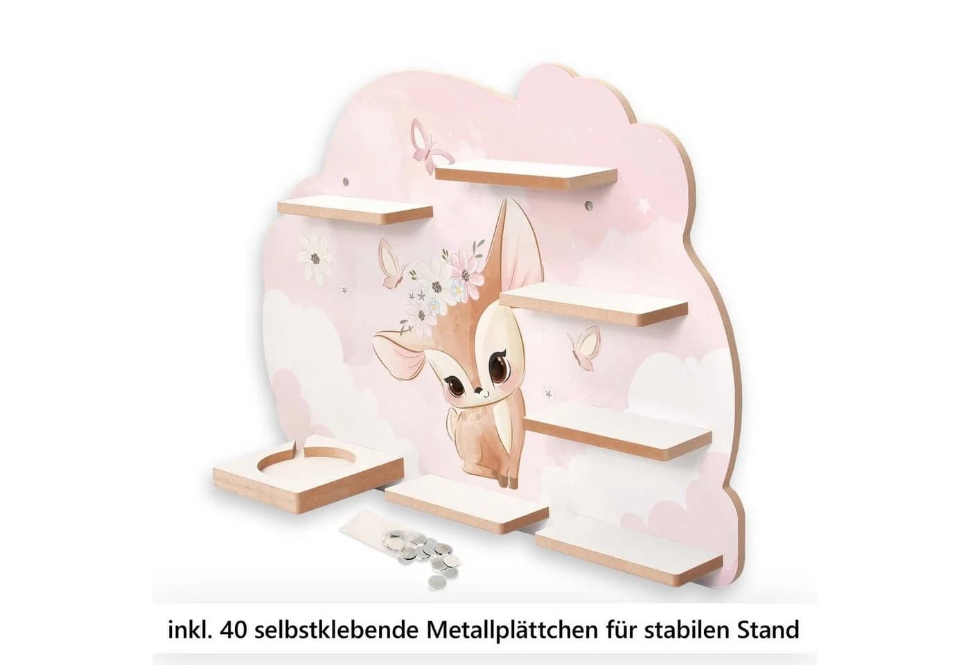 Kreatives Musikbox-Regal Reh mit Blumenkranz für TONIE-Box