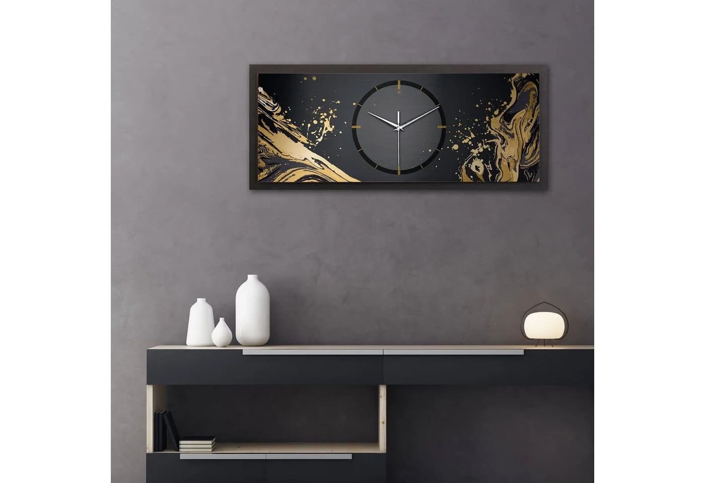 Kreative Feder Wanduhr 3D Designer-Wanduhr Golden Liquid - Bild 4