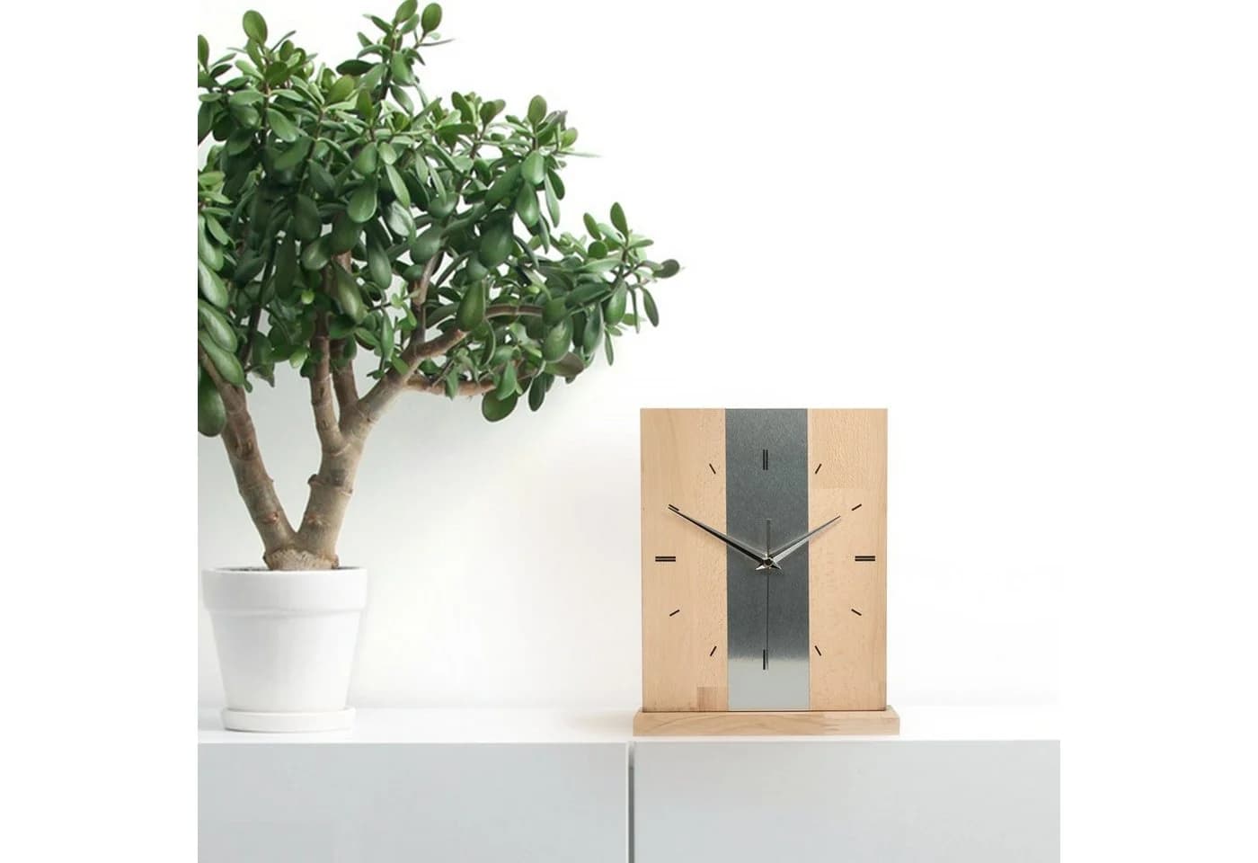 Kreative Feder Standuhr Silver Stipe Massivholz Modern - Bild 4