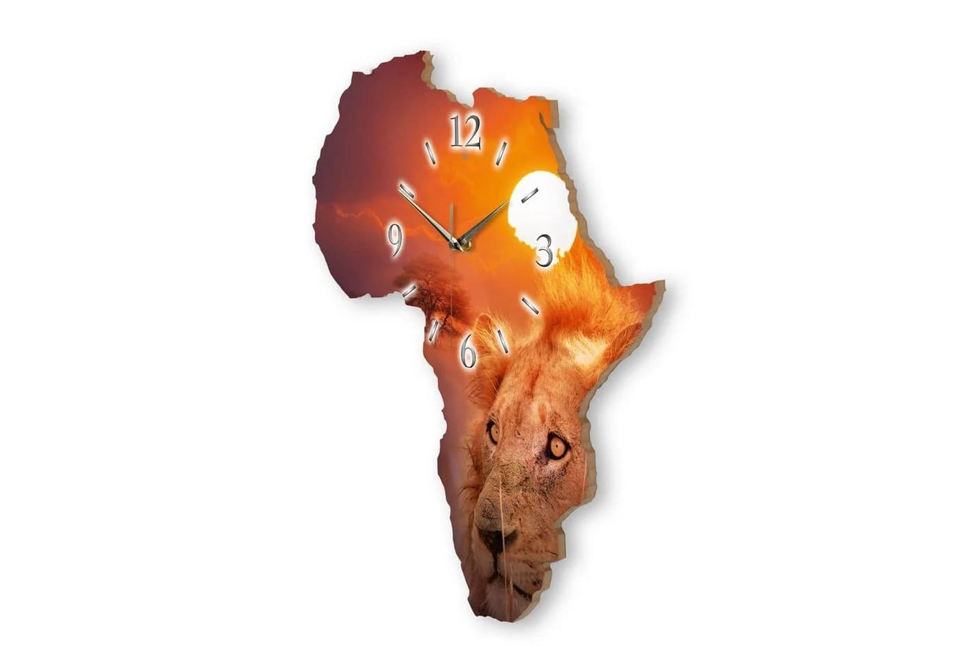 Kreative Feder Designer-Wanduhr Afrika Landkarten-Design Orange