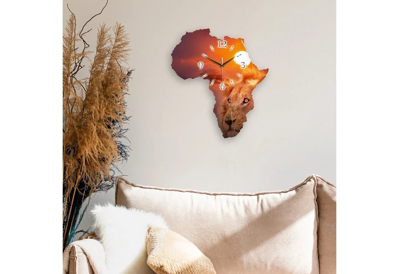 Kreative Feder Designer-Wanduhr Afrika Landkarten-Design Orange - Bild 4