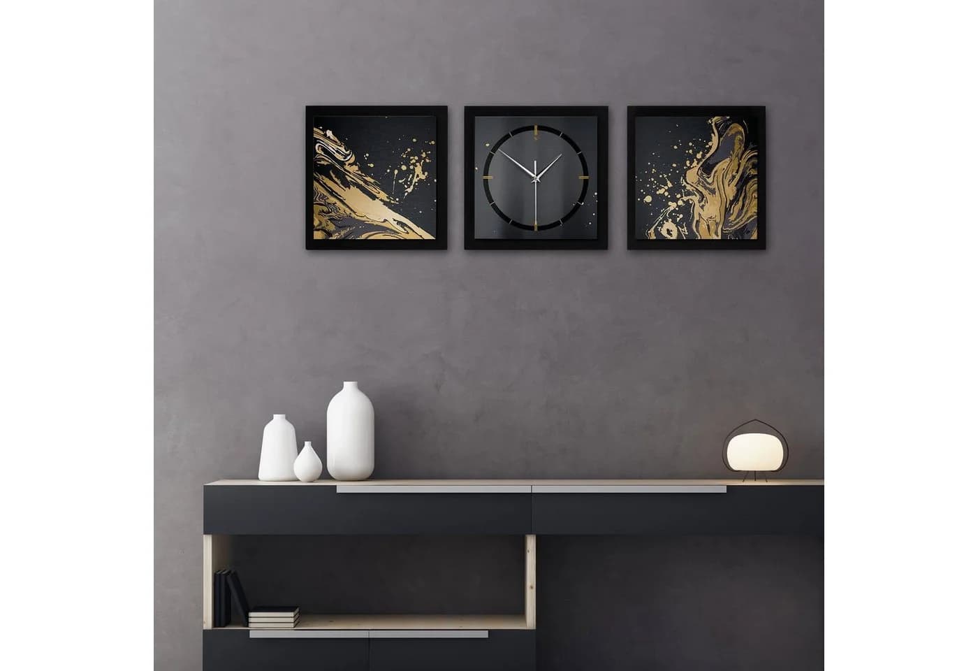 Kreative Feder 3D Wanduhr Gold & Schwarz Modern - Bild 4