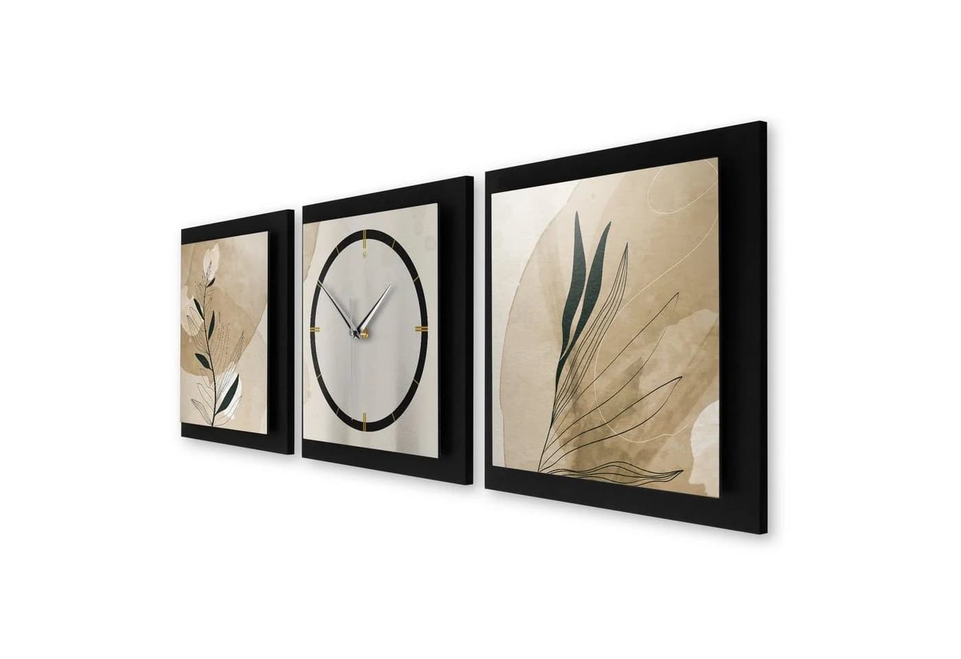 Kreative Feder 3D Wanduhr Floral Beige Modern