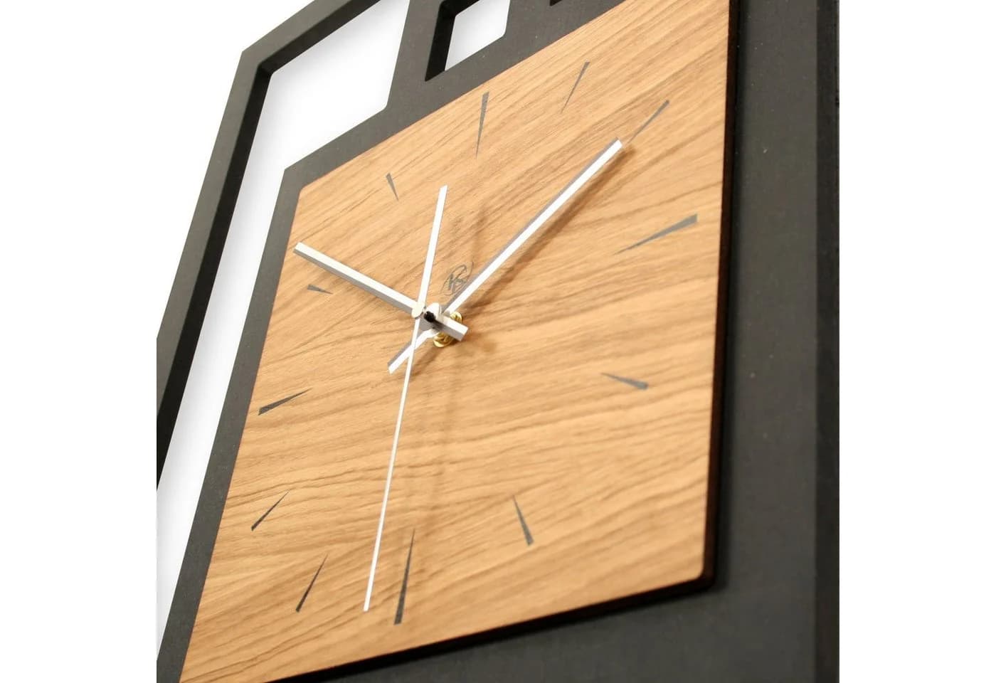 Kreative Feder Wanduhr Moderne Designer-Wanduhr aus Holz Eiche Schwarz-Silber - Bild 4
