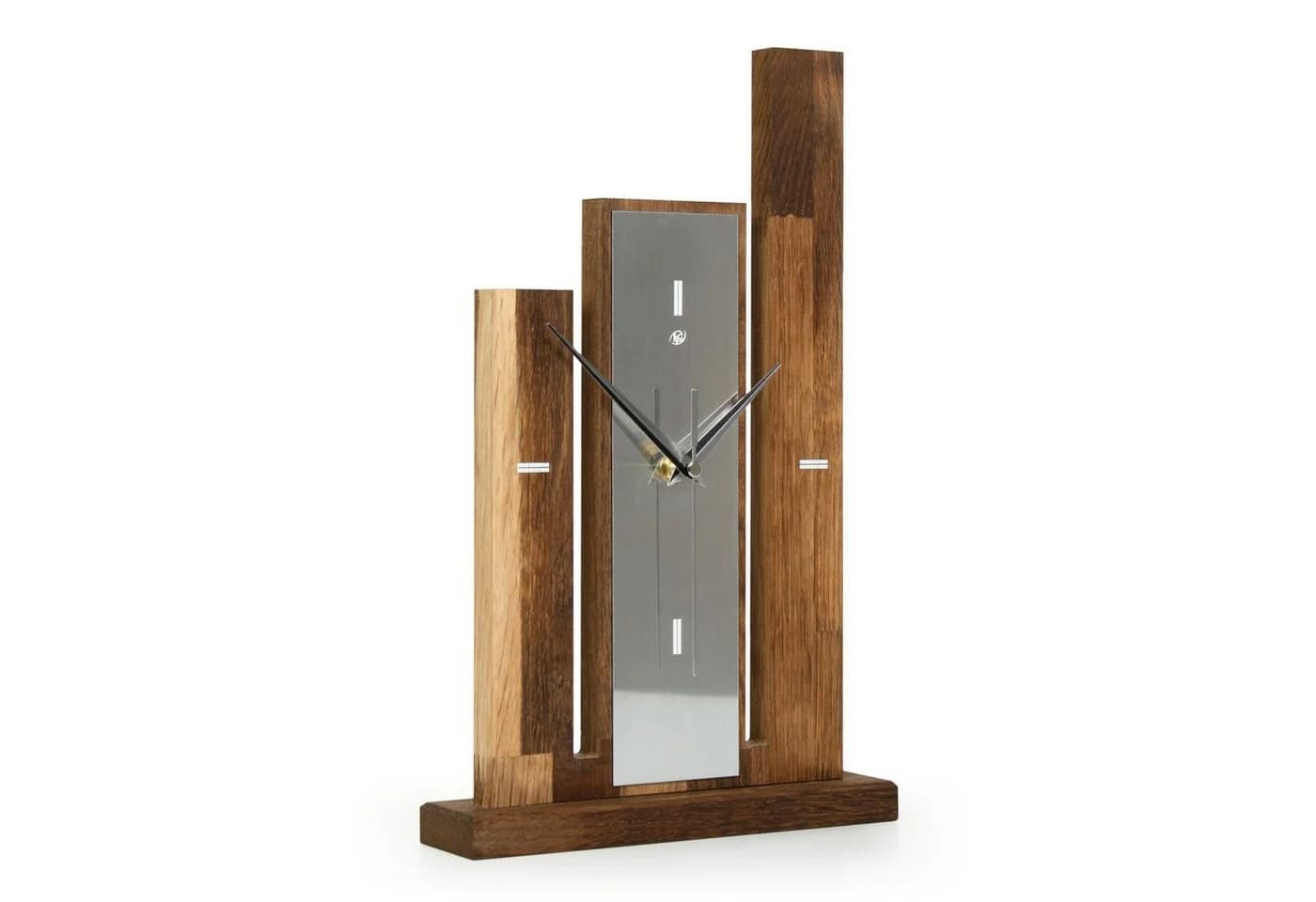Kreative Feder Standuhr Stairs Massivholz Eiche geräuchert Aluminium