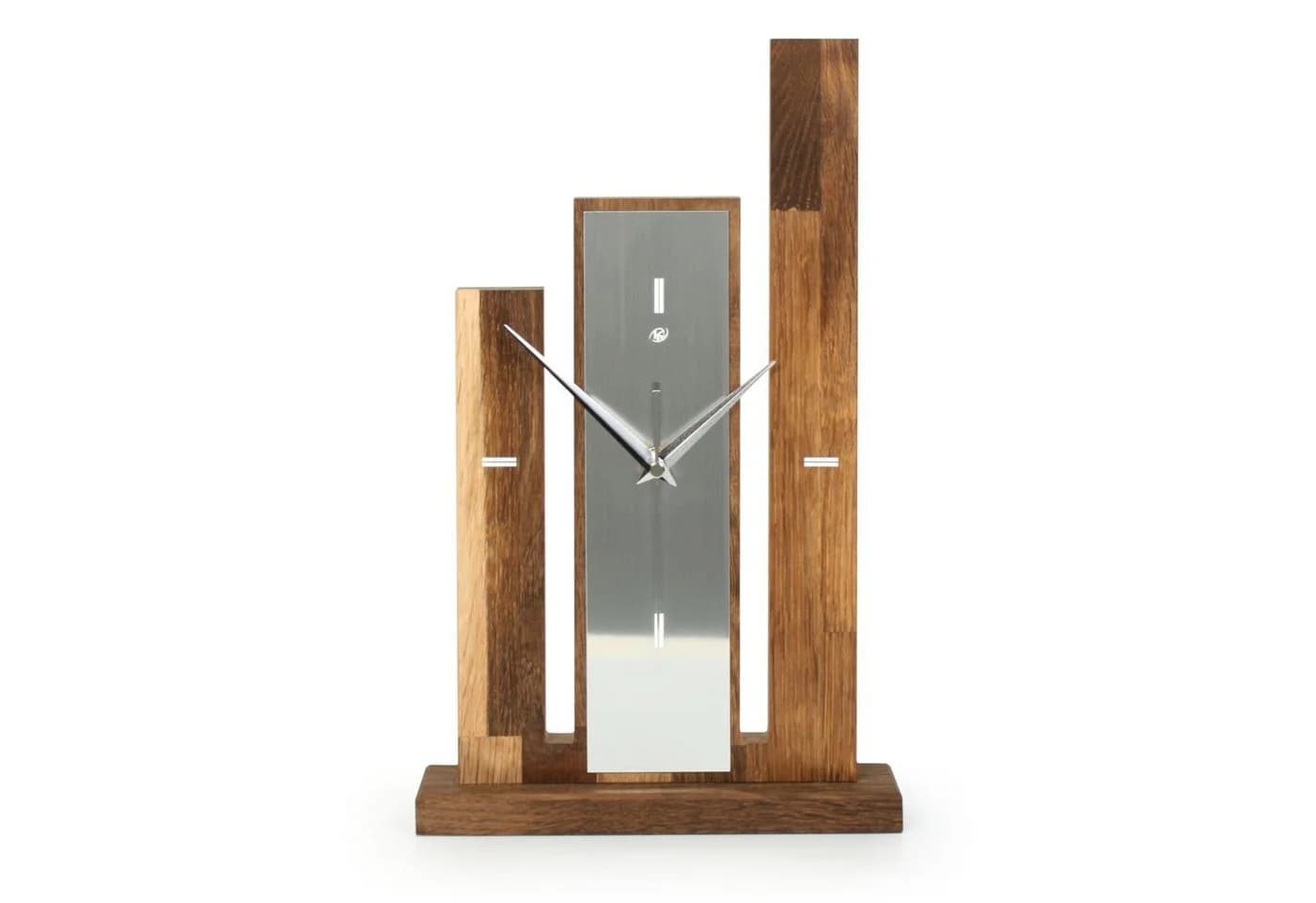 Kreative Feder Standuhr Stairs Massivholz Eiche geräuchert Aluminium - Bild 2