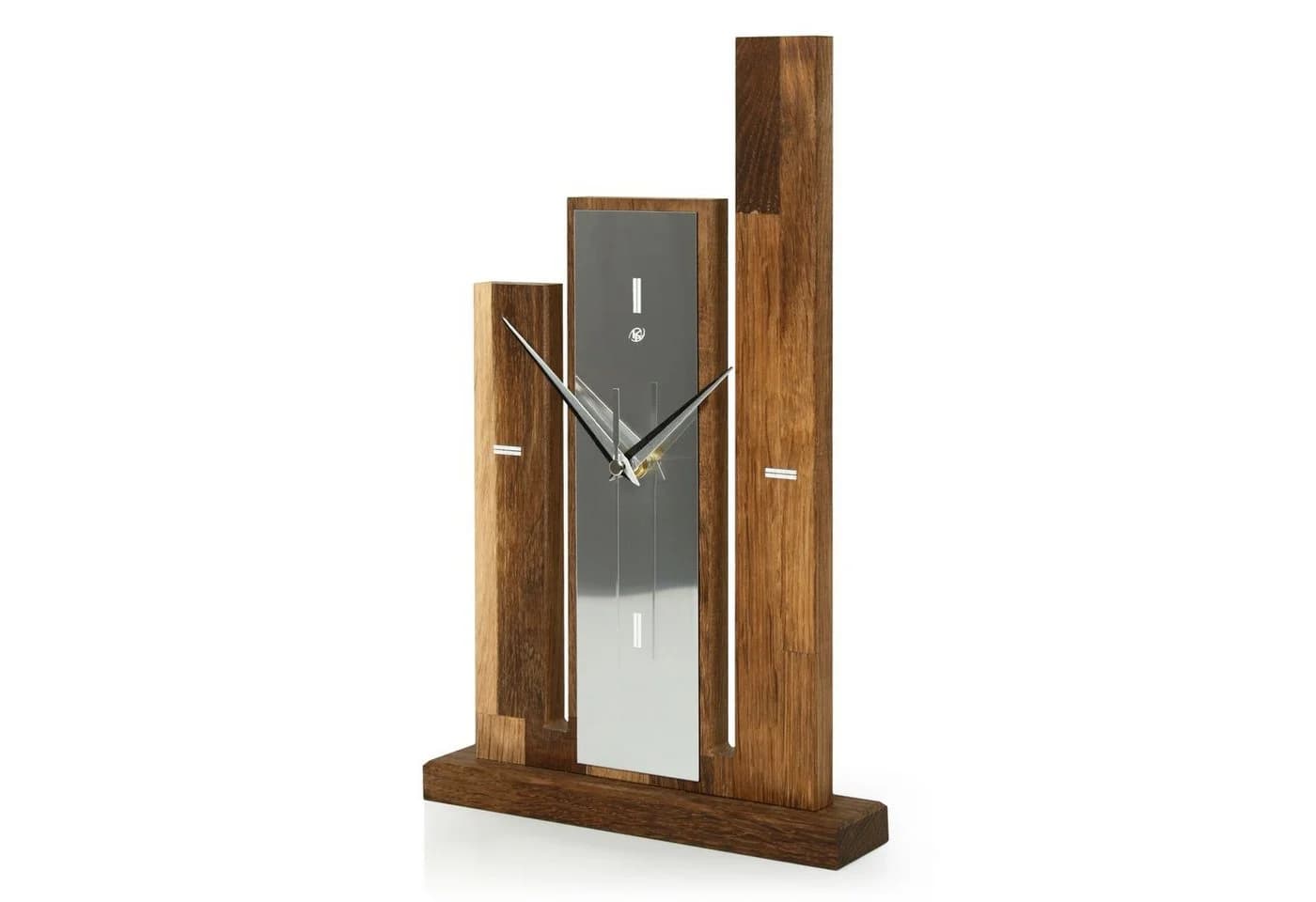 Kreative Feder Standuhr Stairs Massivholz Eiche geräuchert Aluminium - Bild 4