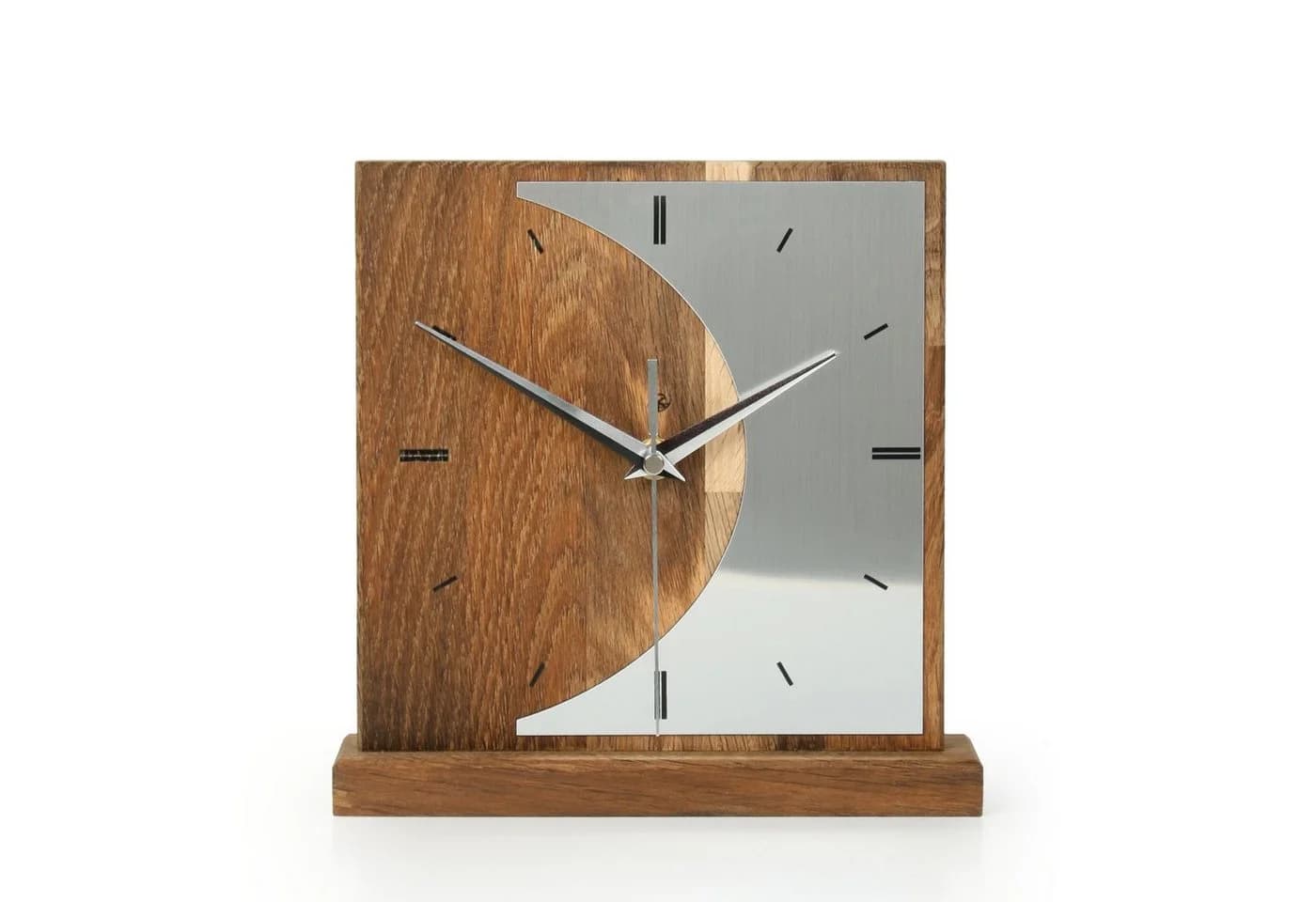 Kreative Feder Standuhr „Silvermoon“ Massivholz Silber Modern - Bild 2