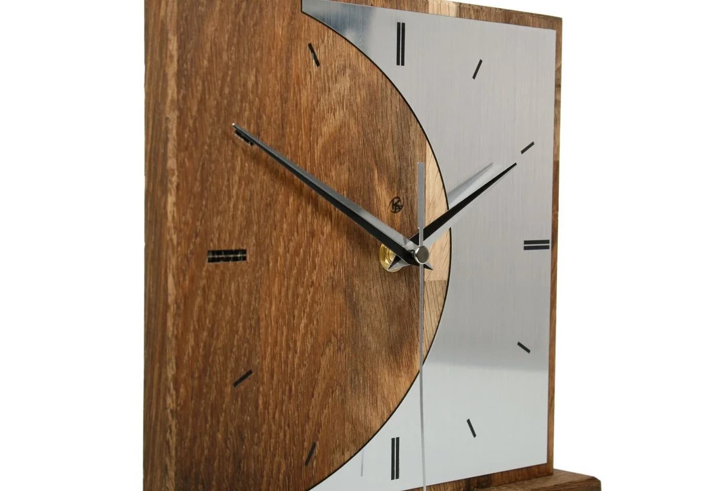 Kreative Feder Standuhr „Silvermoon“ Massivholz Silber Modern - Bild 3
