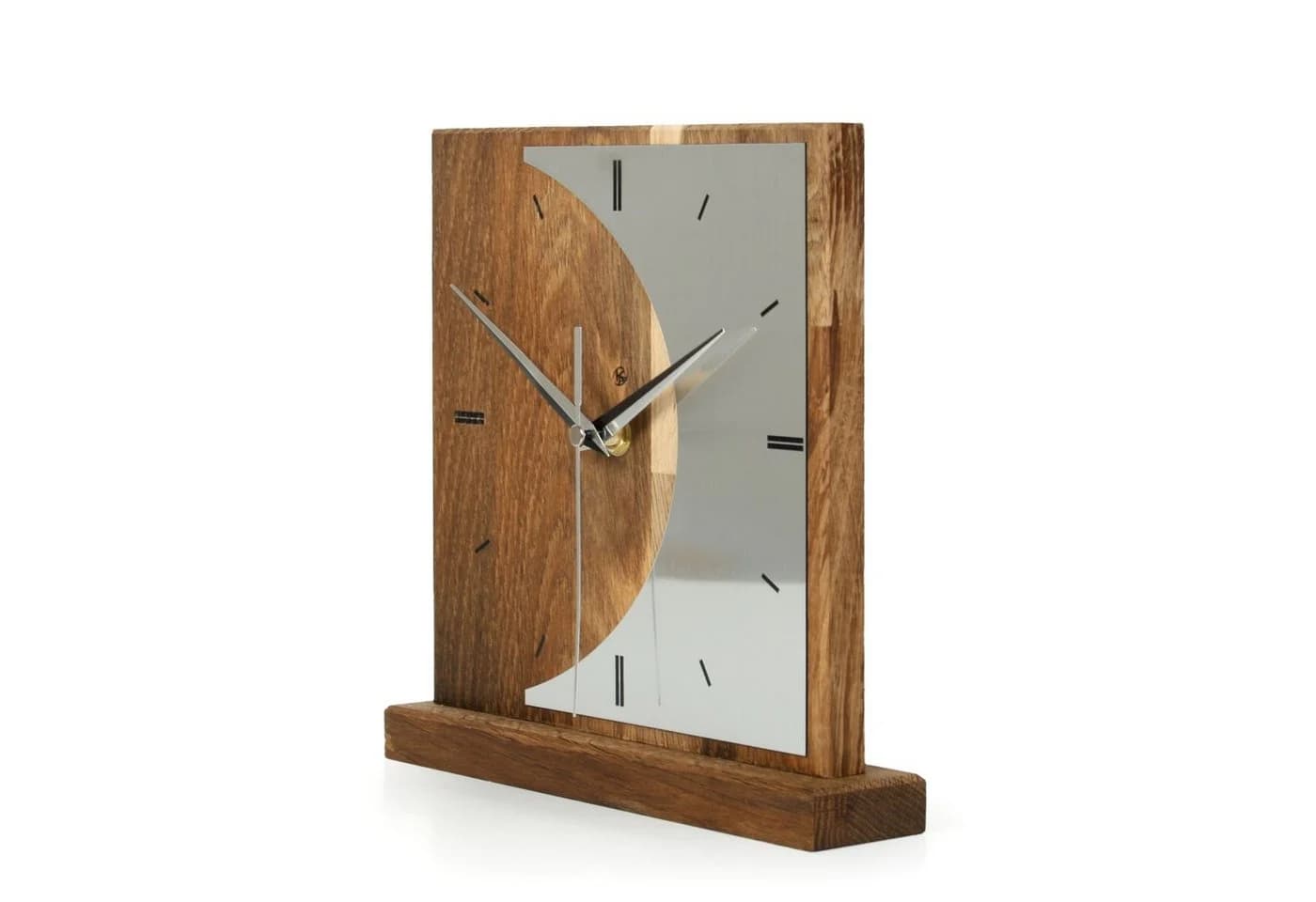 Kreative Feder Standuhr „Silvermoon“ Massivholz Silber Modern - Bild 4