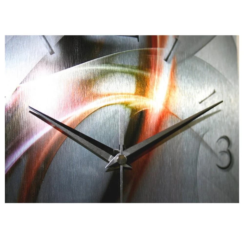 Kreative Feder Funkwanduhr 3D Design Wanduhr Abstrakt Rot Aluminium - Bild 3