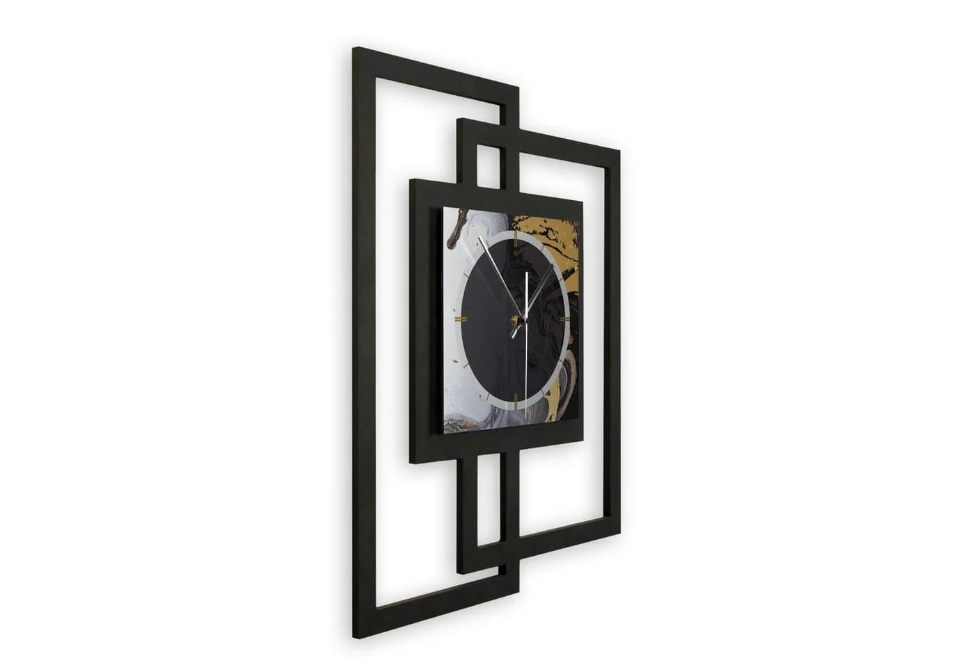Kreative Feder Wanduhr Dark Elegance Modern Metallic Schwarz