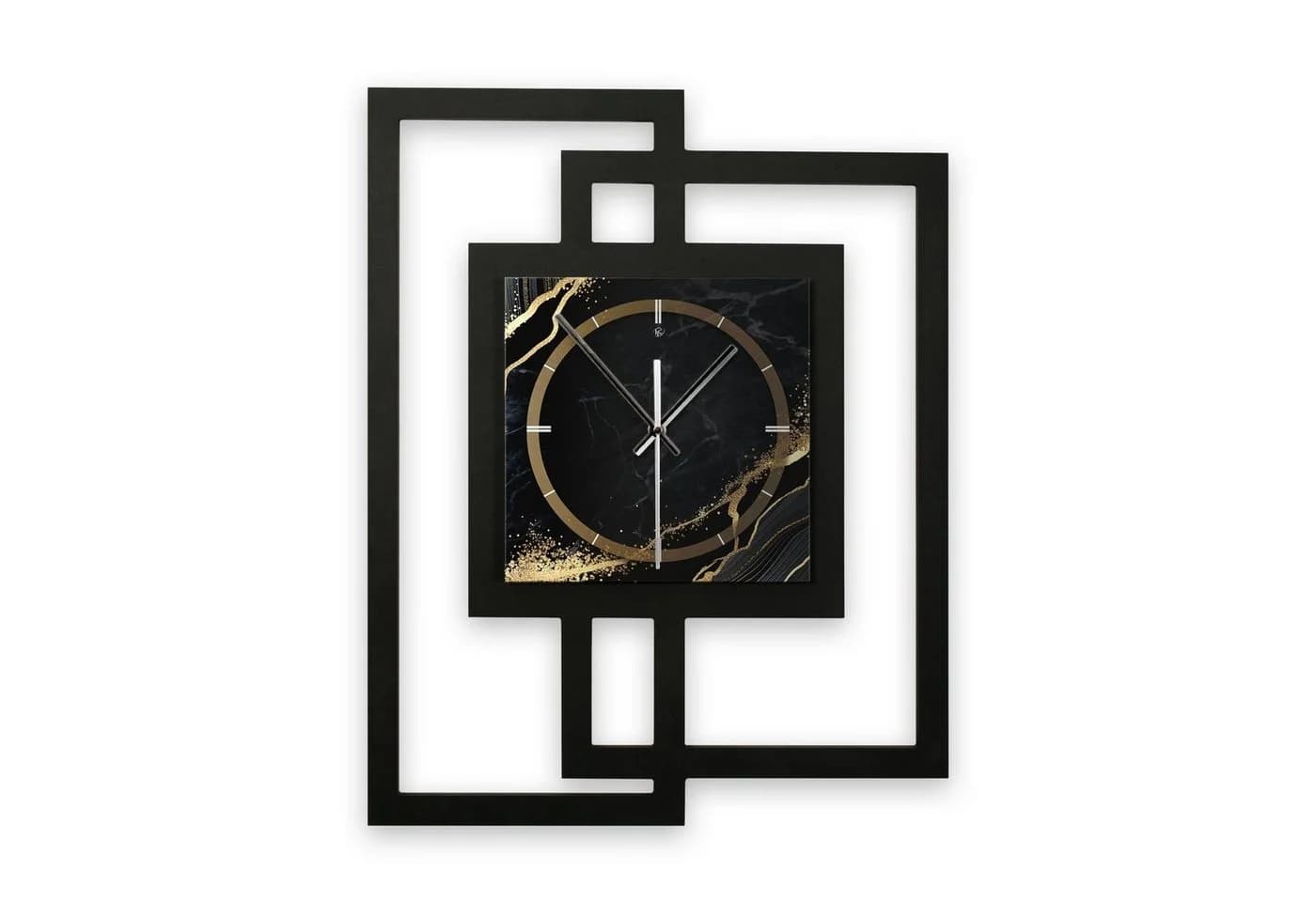Kreative Feder Wanduhr Black & Gold Waves Modern Metallic 3D - Bild 2
