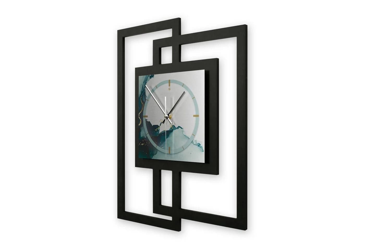 Kreative Feder Wanduhr Turquoise Modern Metallic-Look 3D Design