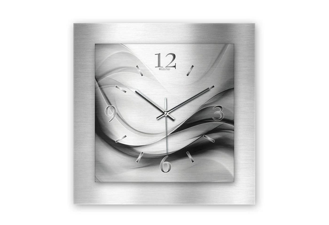 Kreative Feder 3D Designer-Wanduhr Abstrakt Silber Aluminium - Bild 2