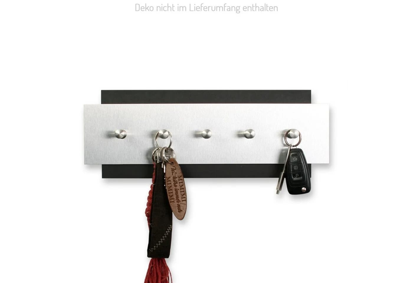 Kreative Feder Schlüsselbrett Schwarz/Silber mit 5 Haken