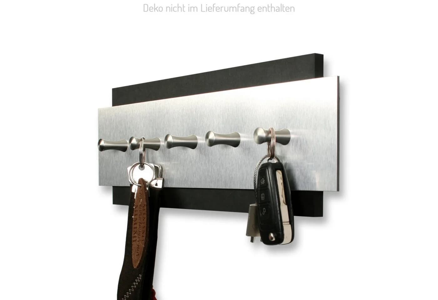 Kreative Feder Schlüsselbrett Schwarz/Silber mit 5 Haken - Bild 5