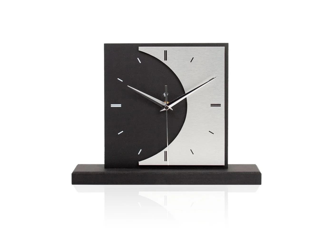 Kreative Feder Standuhr „Moon“ Schwarz mit Aluminium-Zeigern - Bild 2